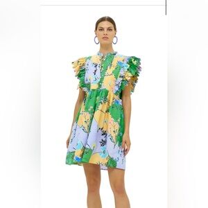 NWT Oliphant Scallop Pintuck Button Mini Dress Stockholmg Green SOLD OUT!